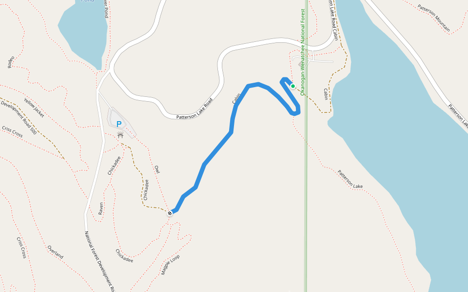 Cabin walking route map in Twisp