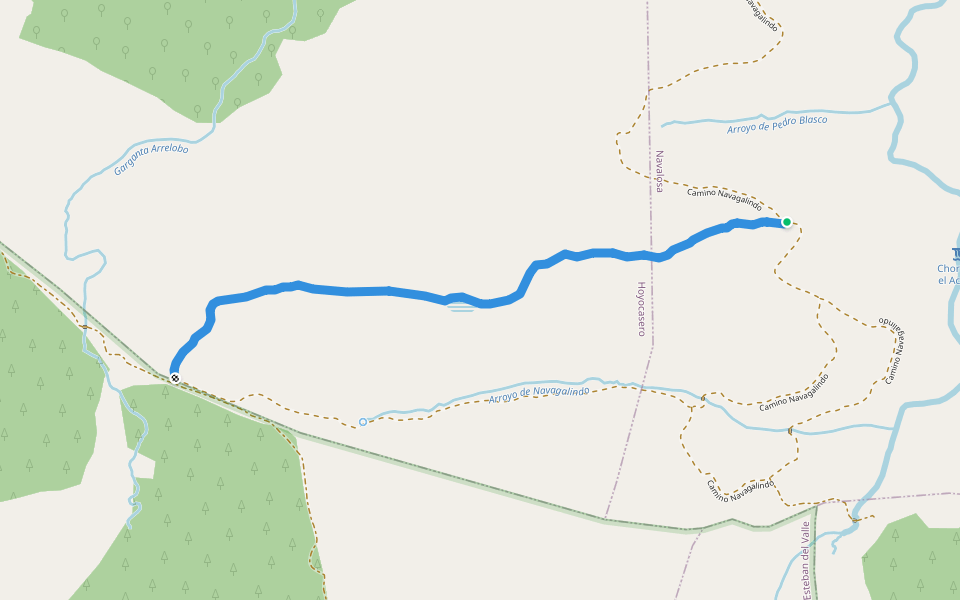 Senda Lagunazos walking route map in Hoyocasero