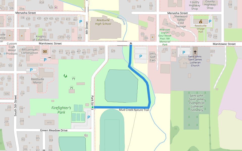 Mud Creek Nature Trail walking route map in Reedsville