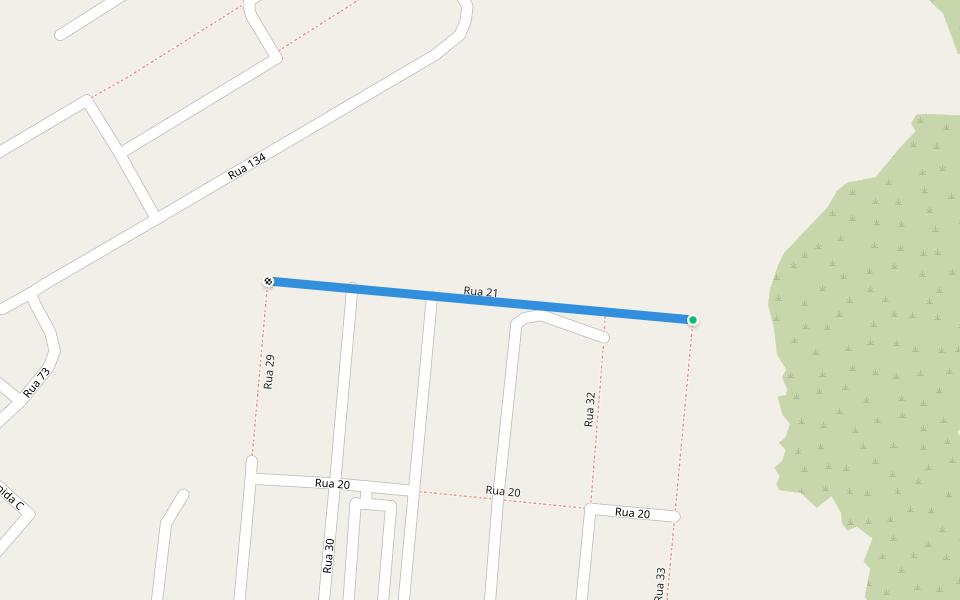 Rua 21 walking route map in Caldas Novas