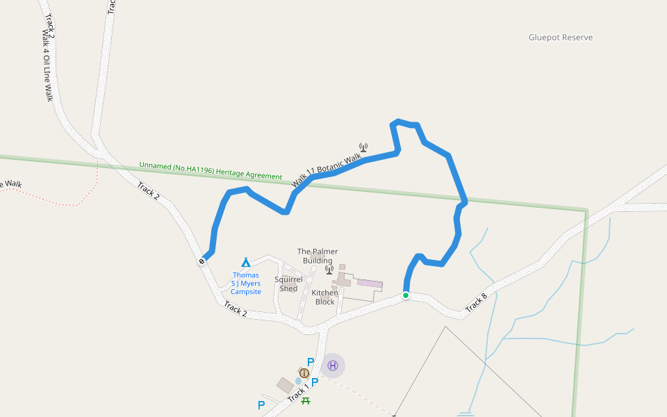 Walk 11 Botanic Walk walking route map in Gluepot