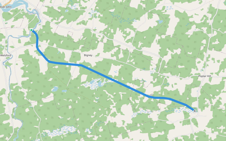 Trans Canada Trail walking route map in River John