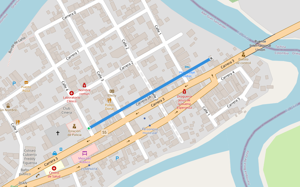 Carrera 2A walking route map in Los Patios