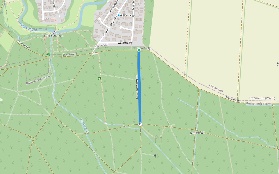 Ludwig-Zündt-Weg walking route map in Uttenreuth