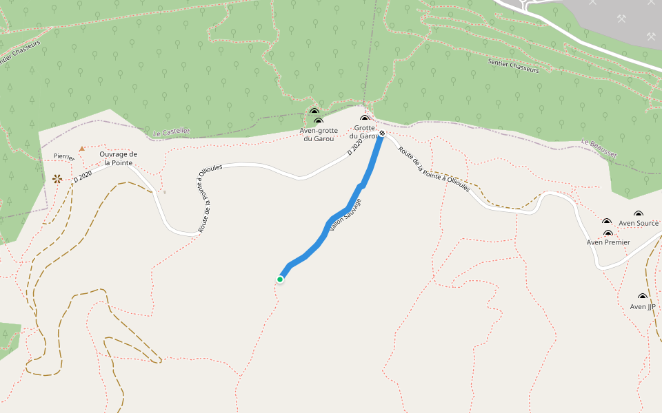 Vallon Sauvage walking route map in Sanary-sur-Mer
