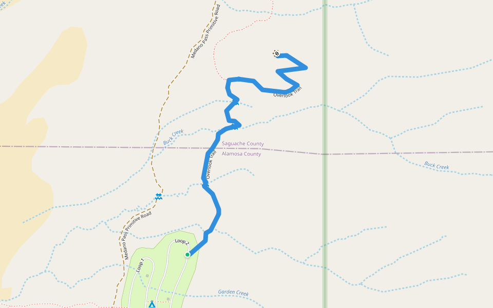 Overlook Trail walking route map in Mosca