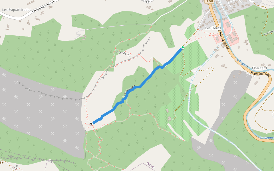 La Toulousane walking route map in Évenos