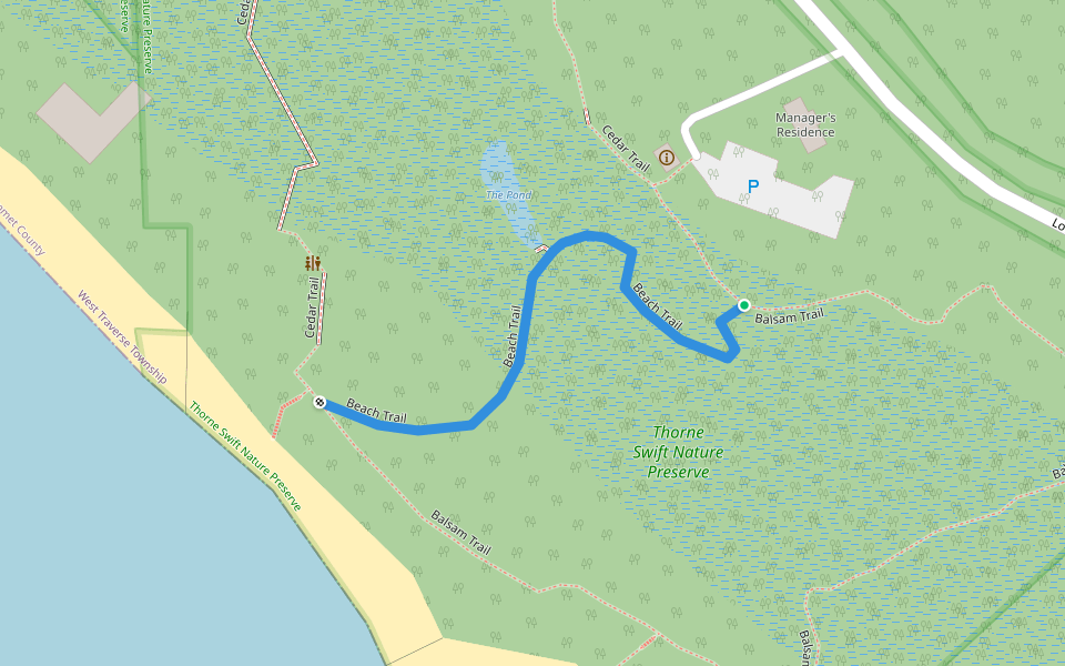 Beach Trail walking route map in Harbor Springs
