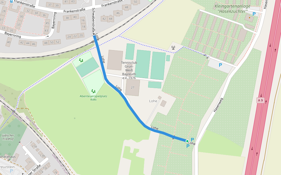 Lohe walking route map in Bayreuth