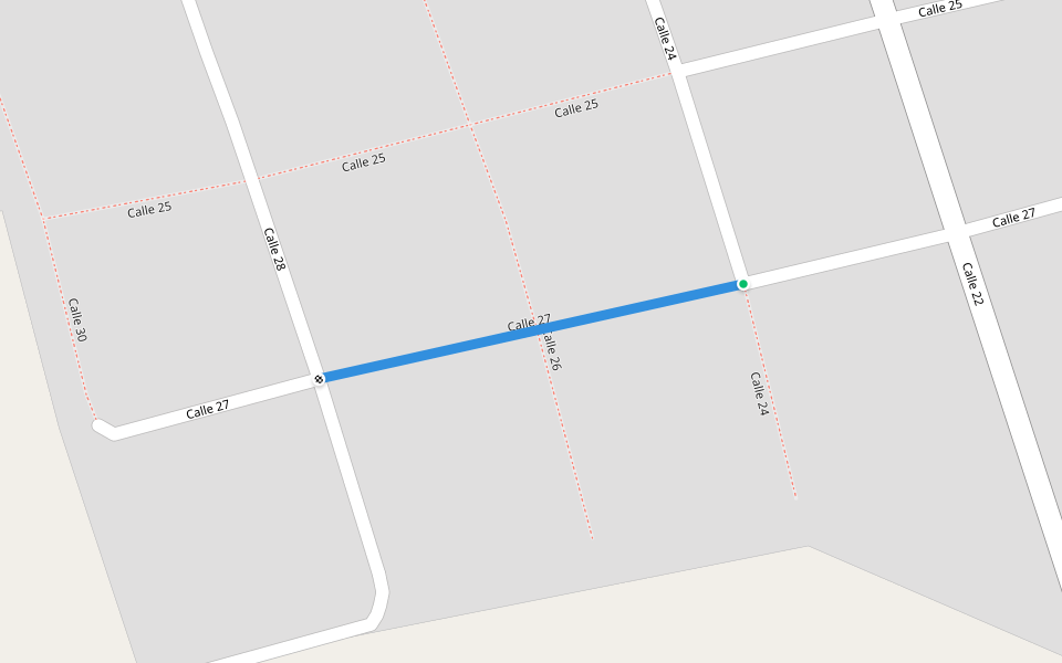 Calle 27 walking route map in Yokdzonot