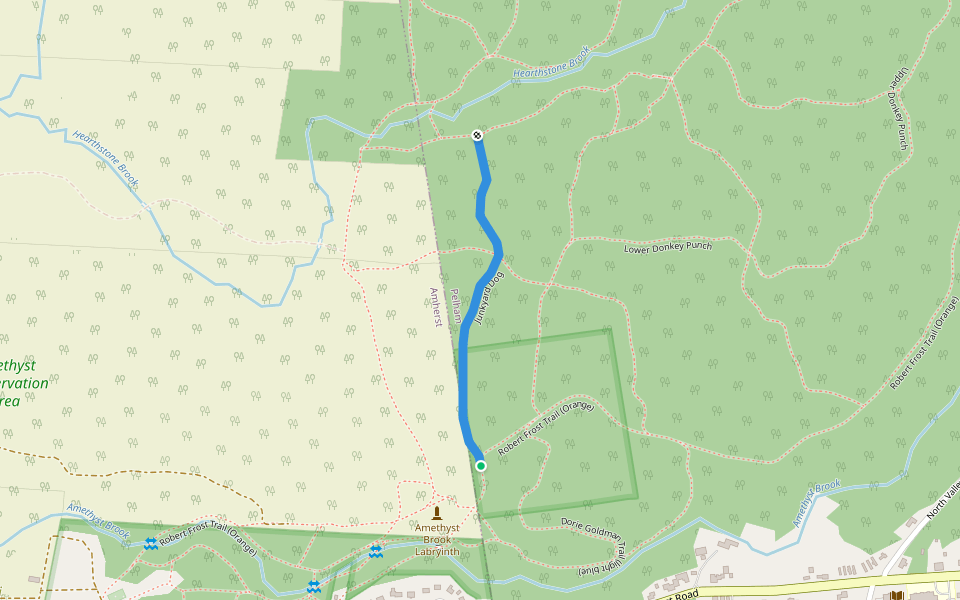 Junkyard Dog walking route map in Amherst
