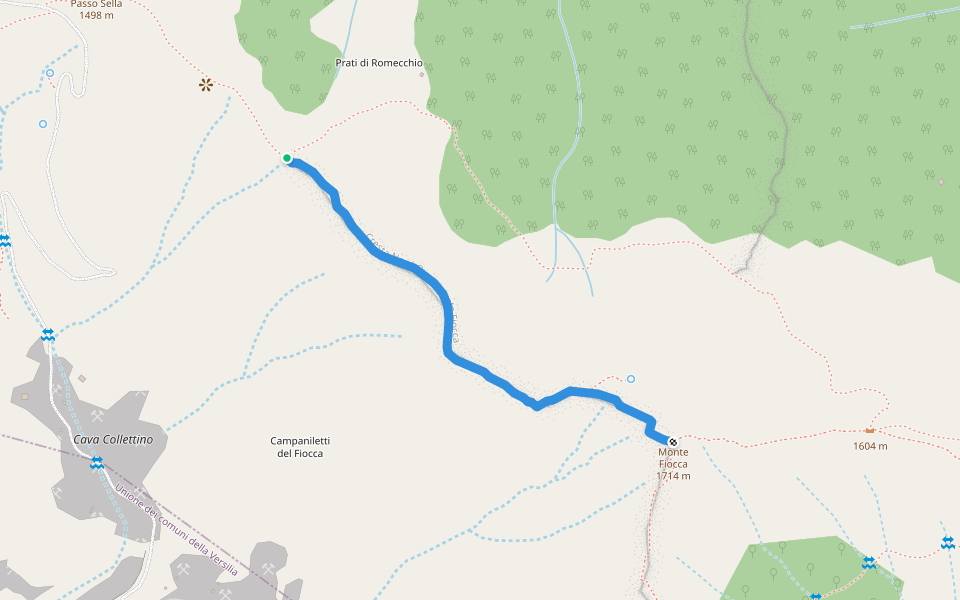 Cresta NO Monte Fiocca walking route map in Arni