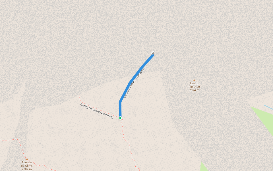 Zustieg Piz Linard Südostgrat walking route map in Zernez