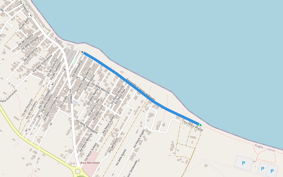 Passerella in legno pedonale walking route map in Casalabate