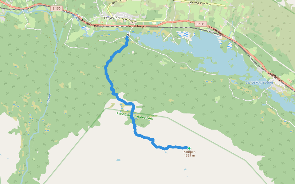 Kampen walking route map in Bjolverud