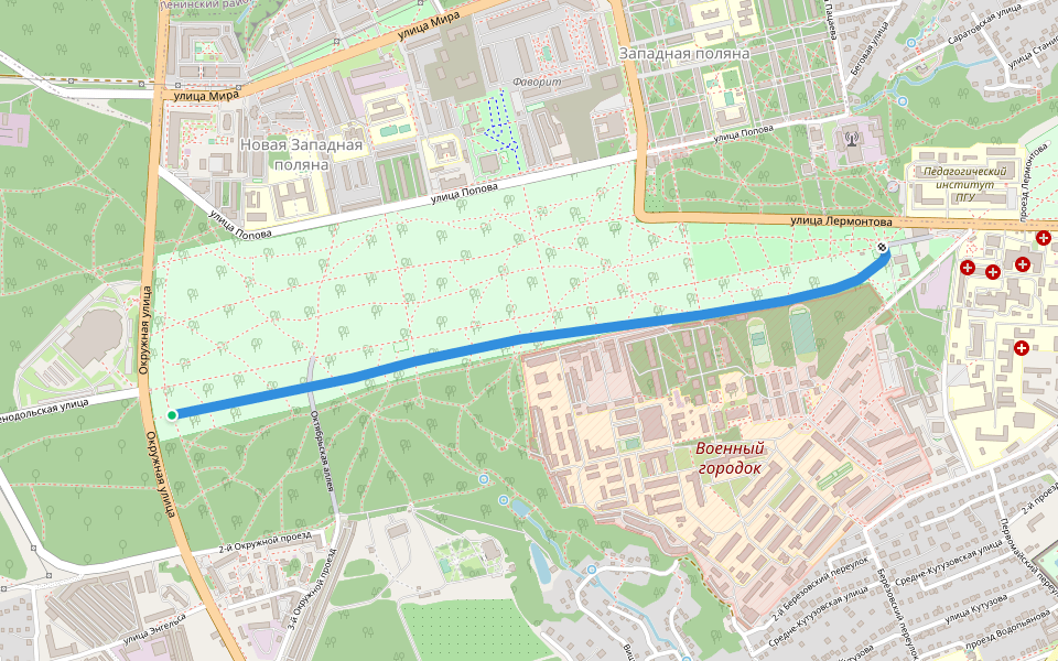Лыже-вело-роллерная аллея walking route map in Penza
