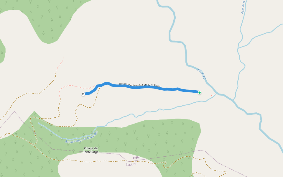 Retorn via ferrada Extasy of Flying walking route map in Lladurs