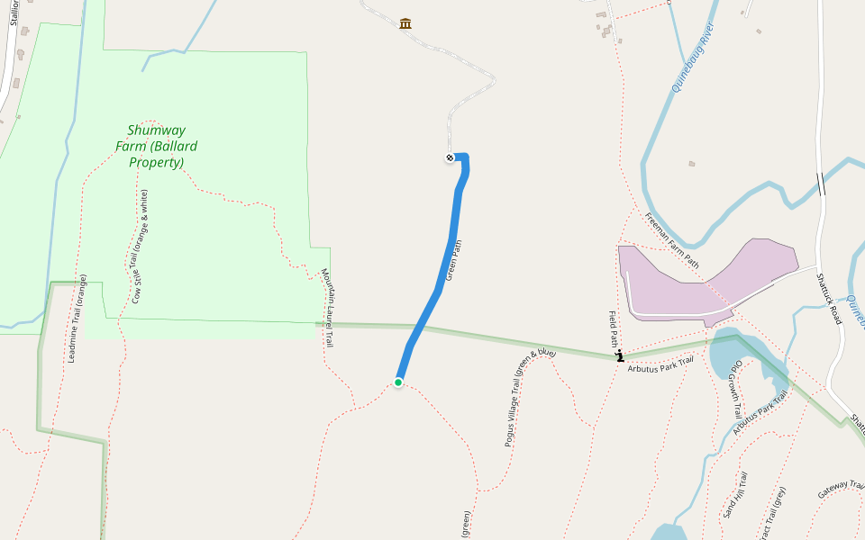 Green Path walking route map in Sturbridge