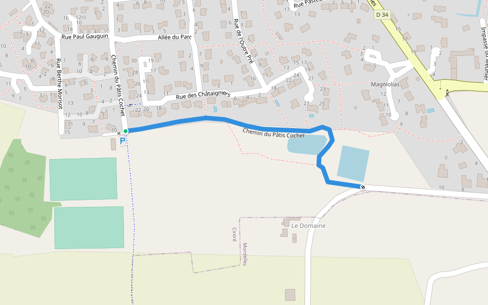 Chemin du Pâtis Cochet walking route map in Cintré