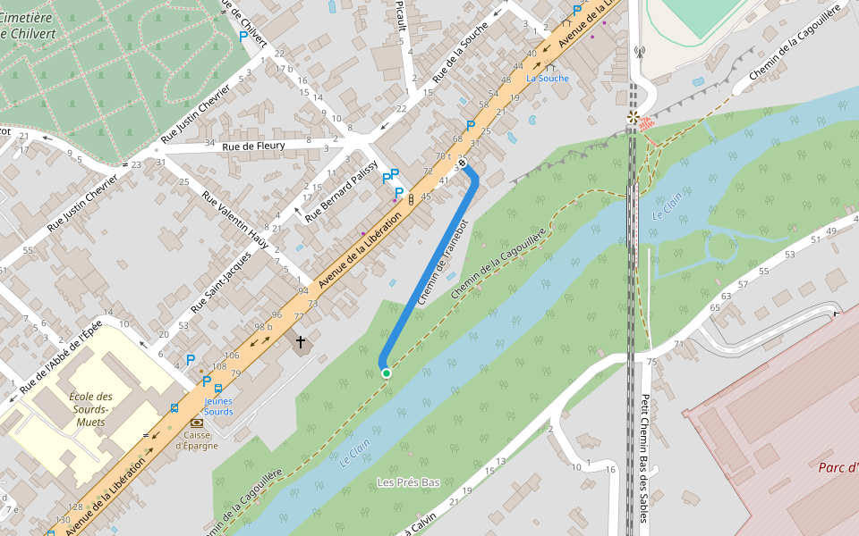 Chemin de Trainebot walking route map in Poitiers