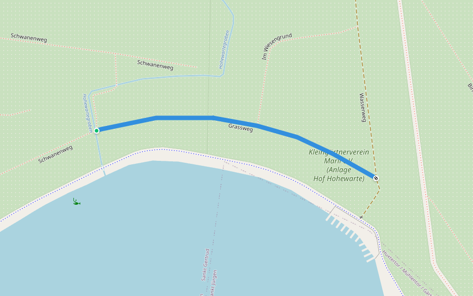 Grassweg walking route map in Lübeck