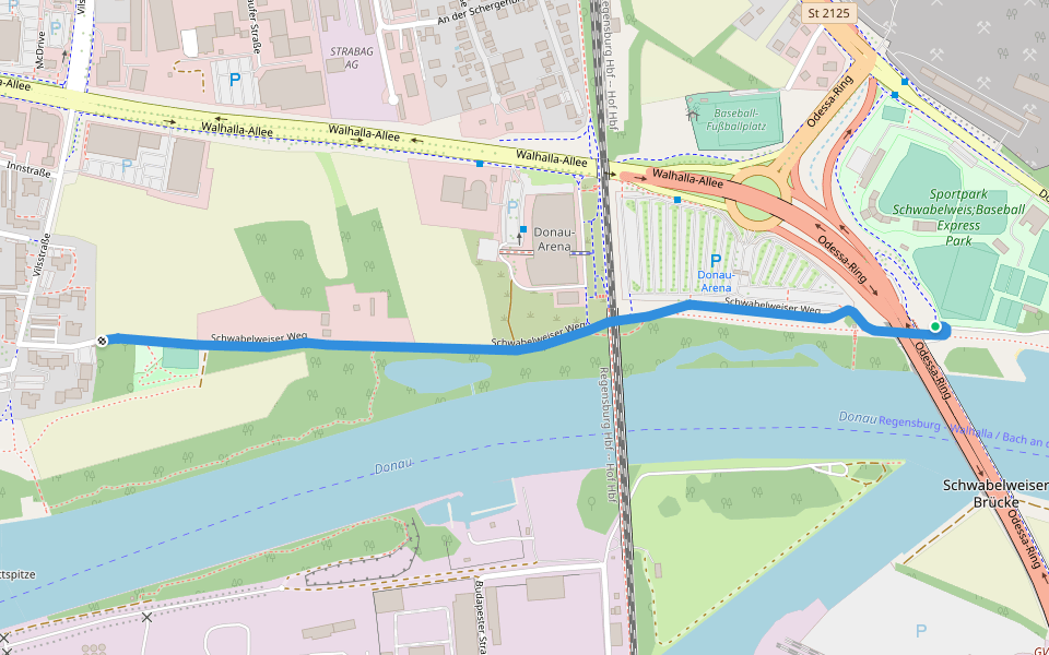 Schwabelweiser Weg walking route map in Regensburg