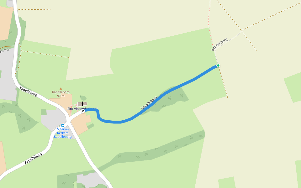 Kapelleberg walking route map in Maarkedal
