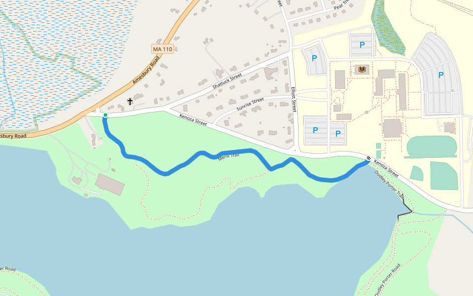 Merill Trail walking route map in Haverhill