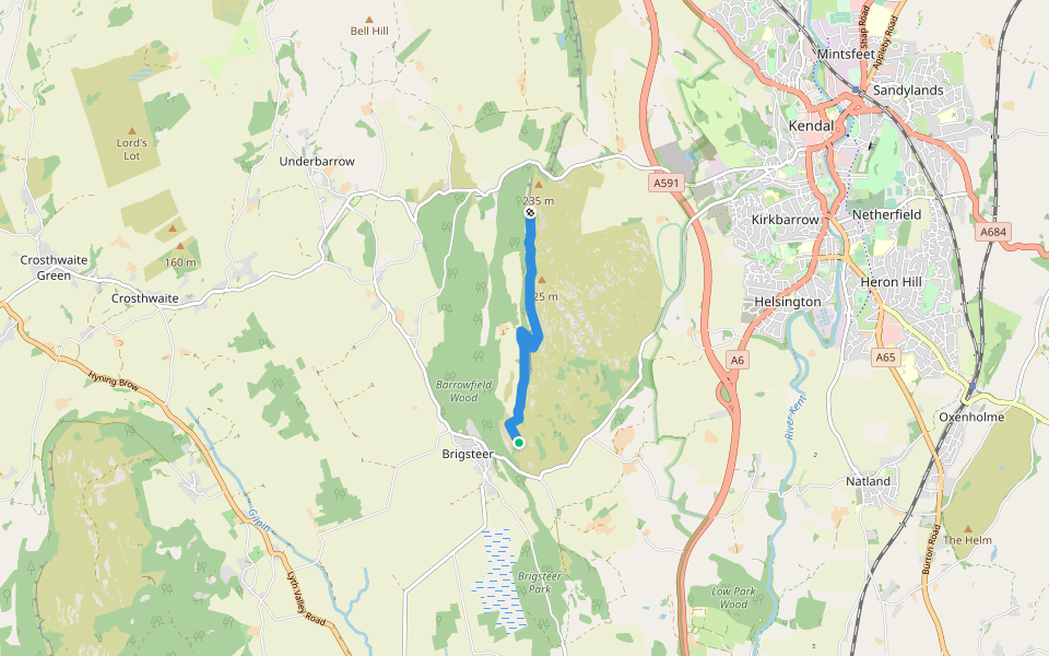 Scout Scar walking route map in Brigsteer