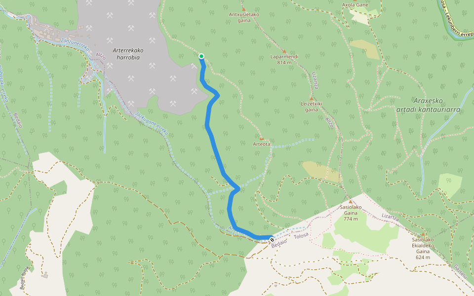 Legasako bidea walking route map in Altzo