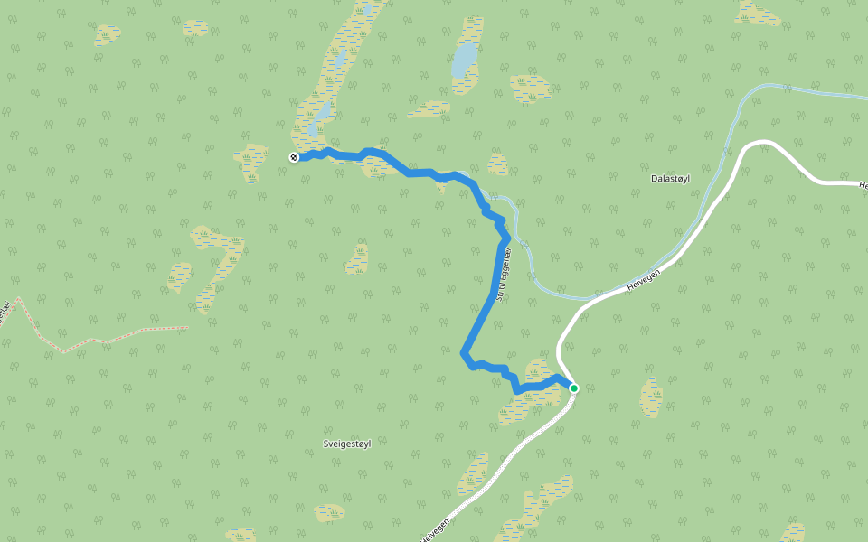 Sti til Eggeflæi walking route map in Lårdal