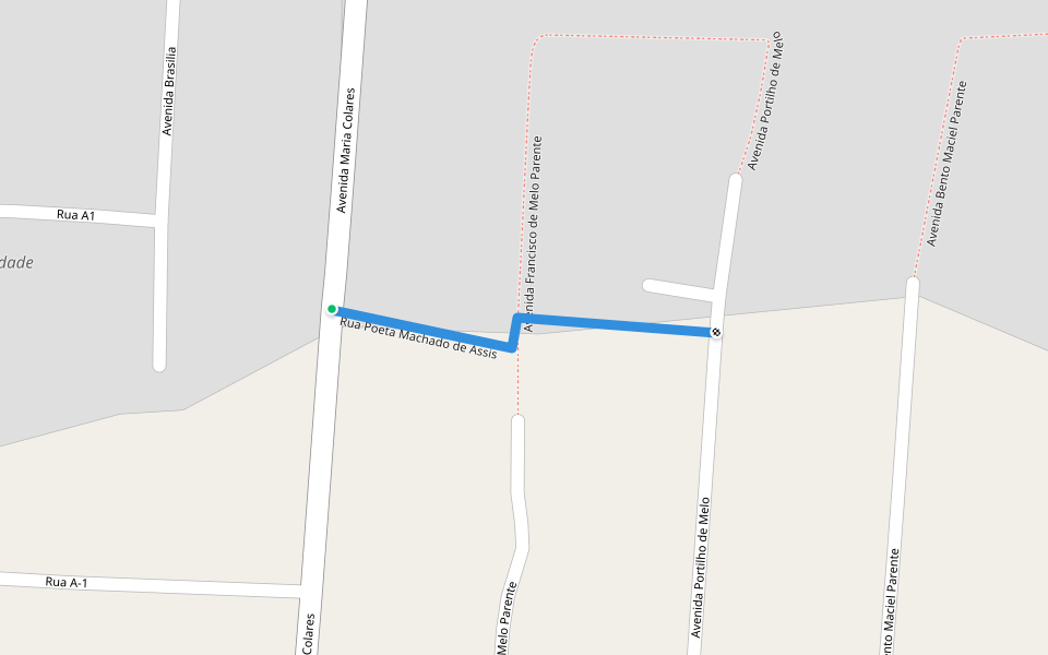 Rua Poeta Machado de Assis walking route map in Macapá