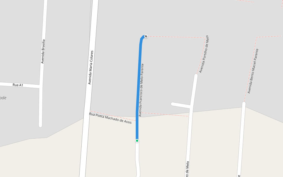 Avenida Francisco de Melo Parente walking route map in Santana