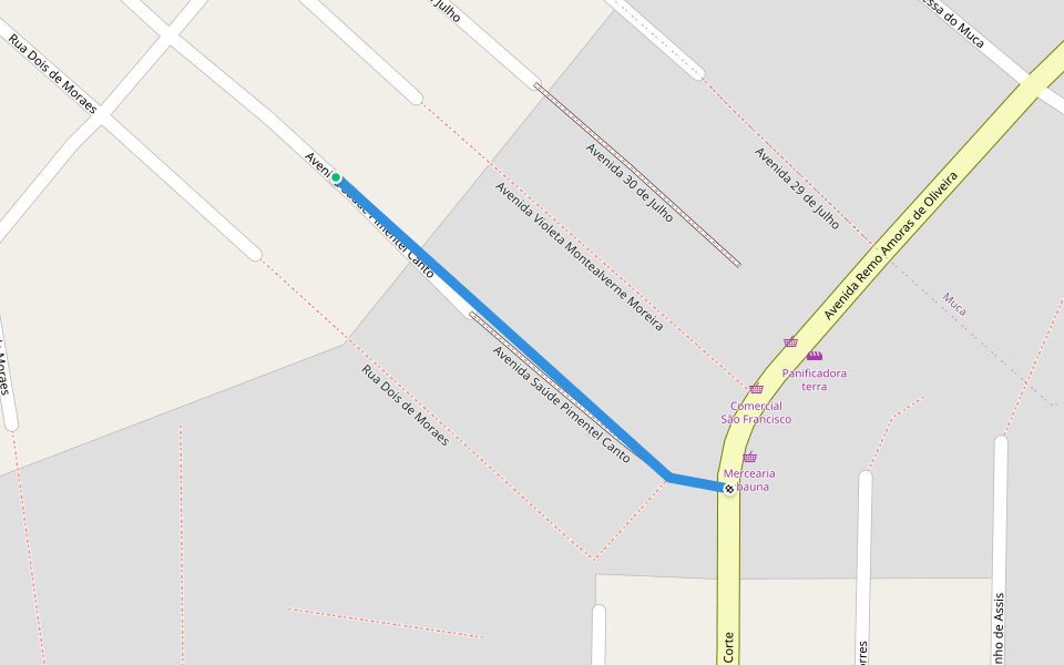 Avenida Saude Pimentel Canto walking route map in Macapá