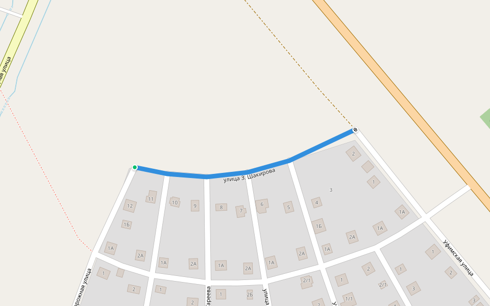 улица З. Шакирова walking route map in Yanaul