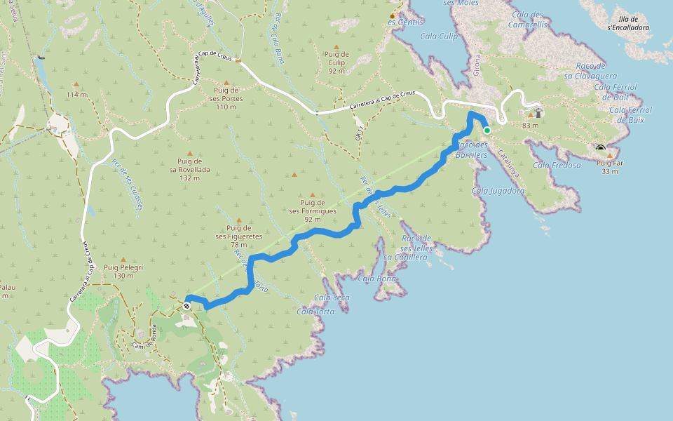 Cami Antic de Cap de Creus walking route map in Cadaqués
