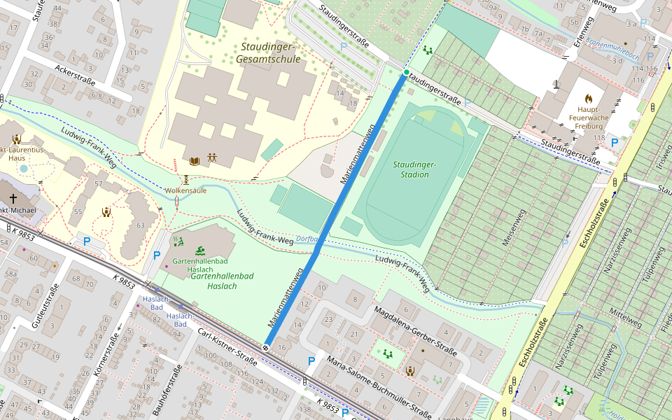 Marienmattenweg walking route map in Freiburg im Breisgau