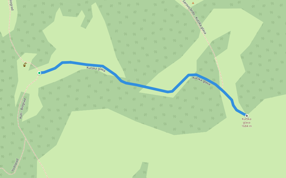 Kutska glava walking route map in Kuti