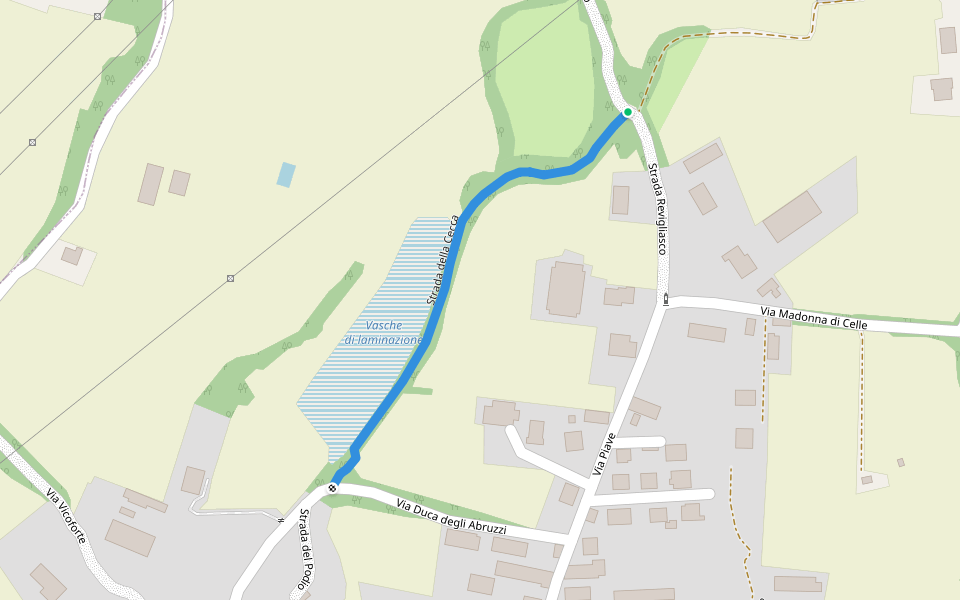 Strada della Cecca walking route map in Trofarello