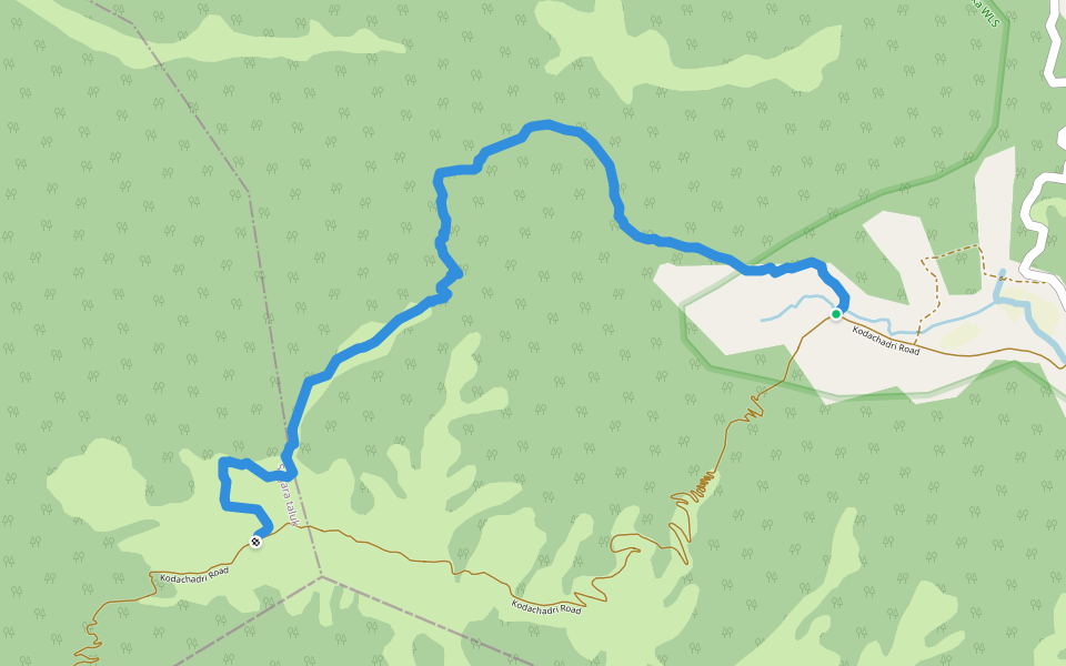 Hidlumane Falls trail walking route map in Kattinahole