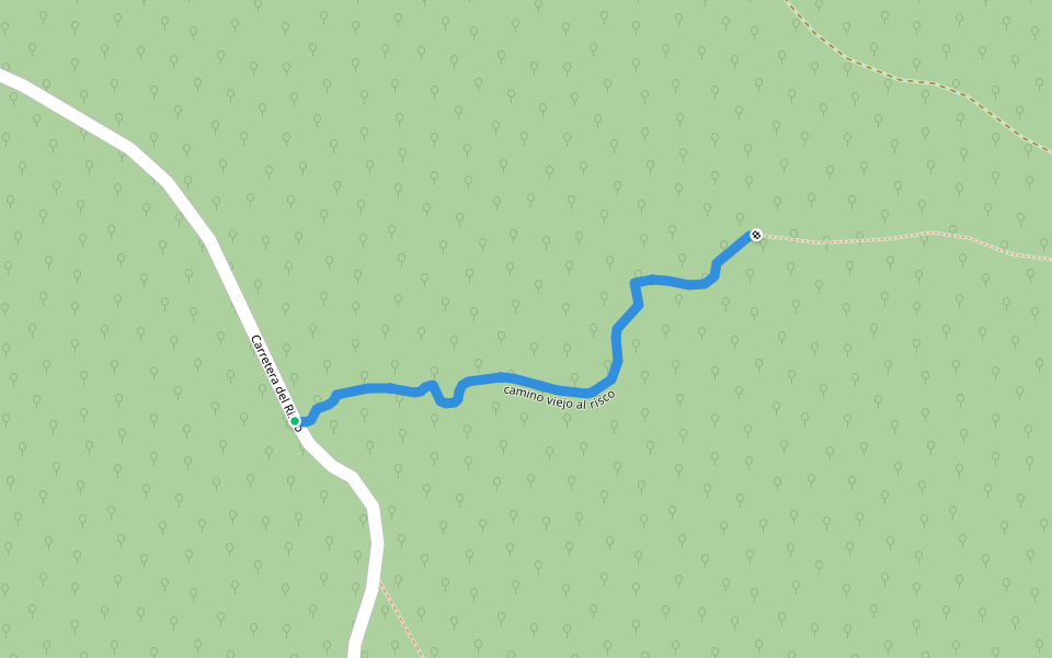 camino viejo al risco walking route map in Sierra de Fuentes