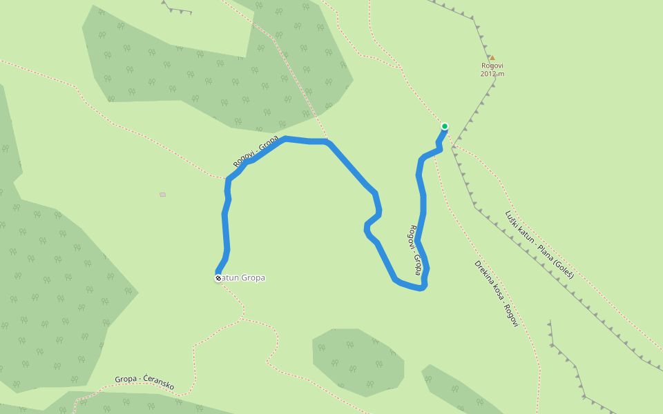 Rogovi - Gropa walking route map in Kuti