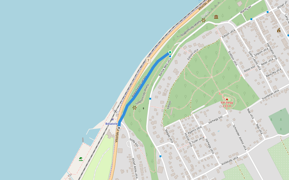 Ripka Ferenc sétány walking route map in Fonyód