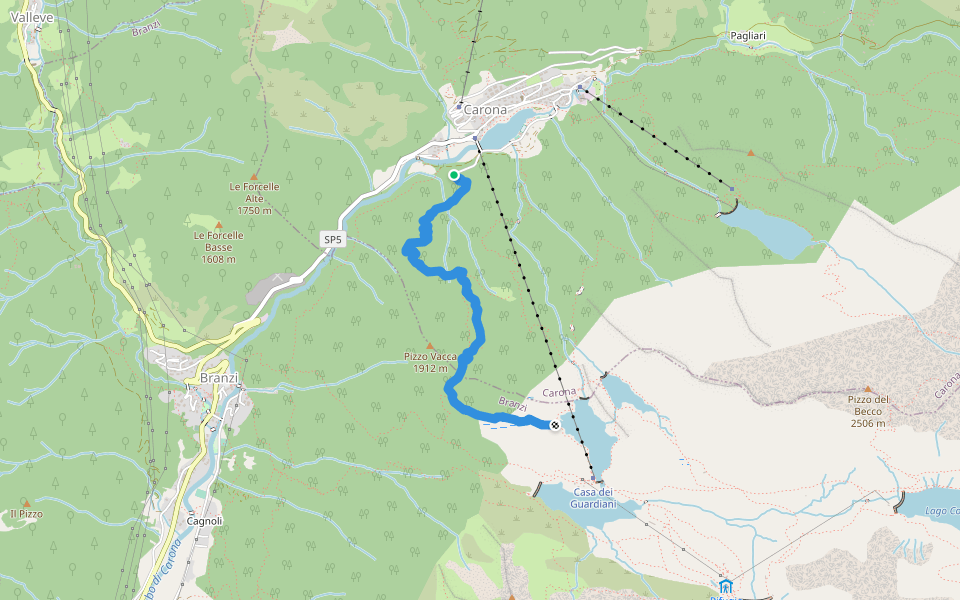 Sentiero della Polveriera walking route map in Carona