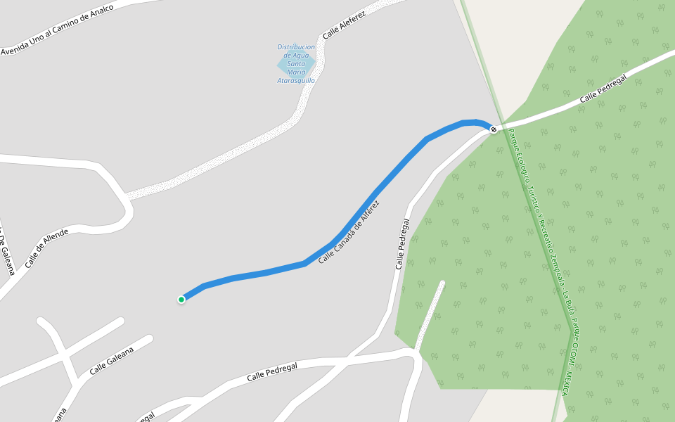 Calle Canadá de Alférez walking route map in Santa María Atarasquillo