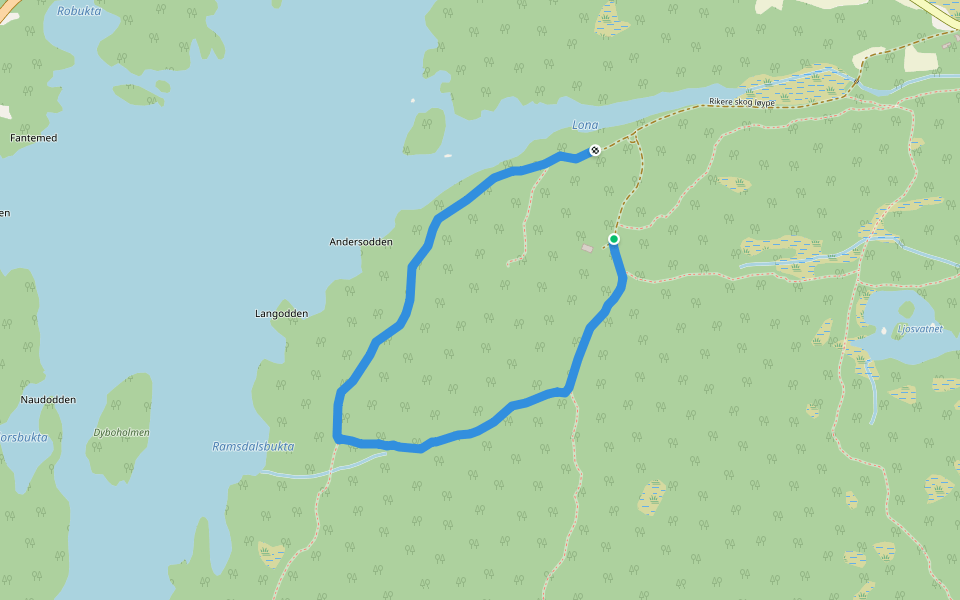 Rikere skog løype walking route map in Valand