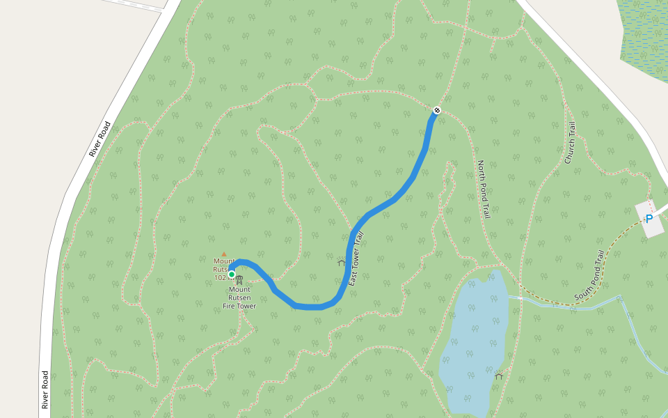 East Tower Trail walking route map in Rhinebeck