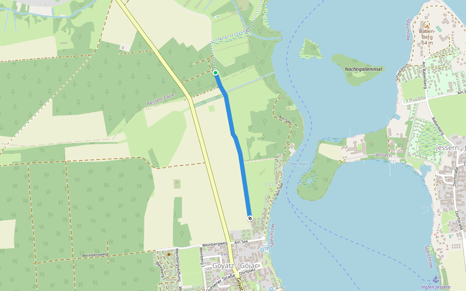 Waldower Kirchweg walking route map in Schwielochsee