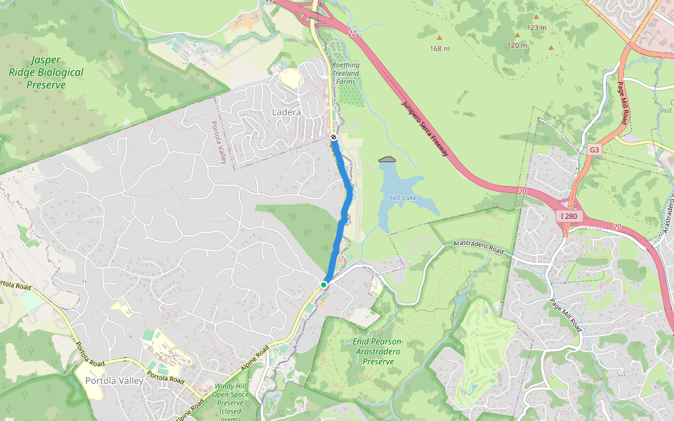 Dwight Crowder Path walking route map in Portola Valley