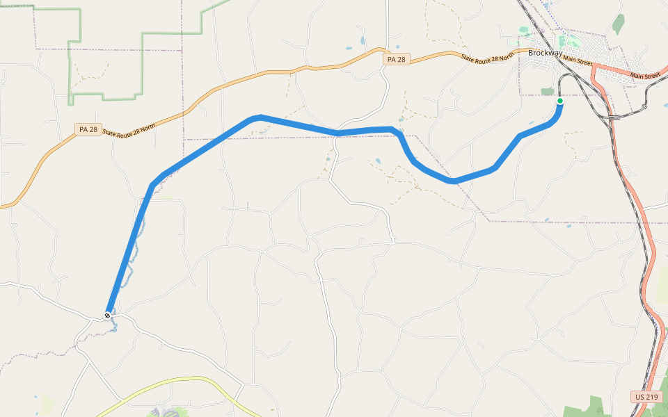 Five Bridges Trail walking route map in Brockway